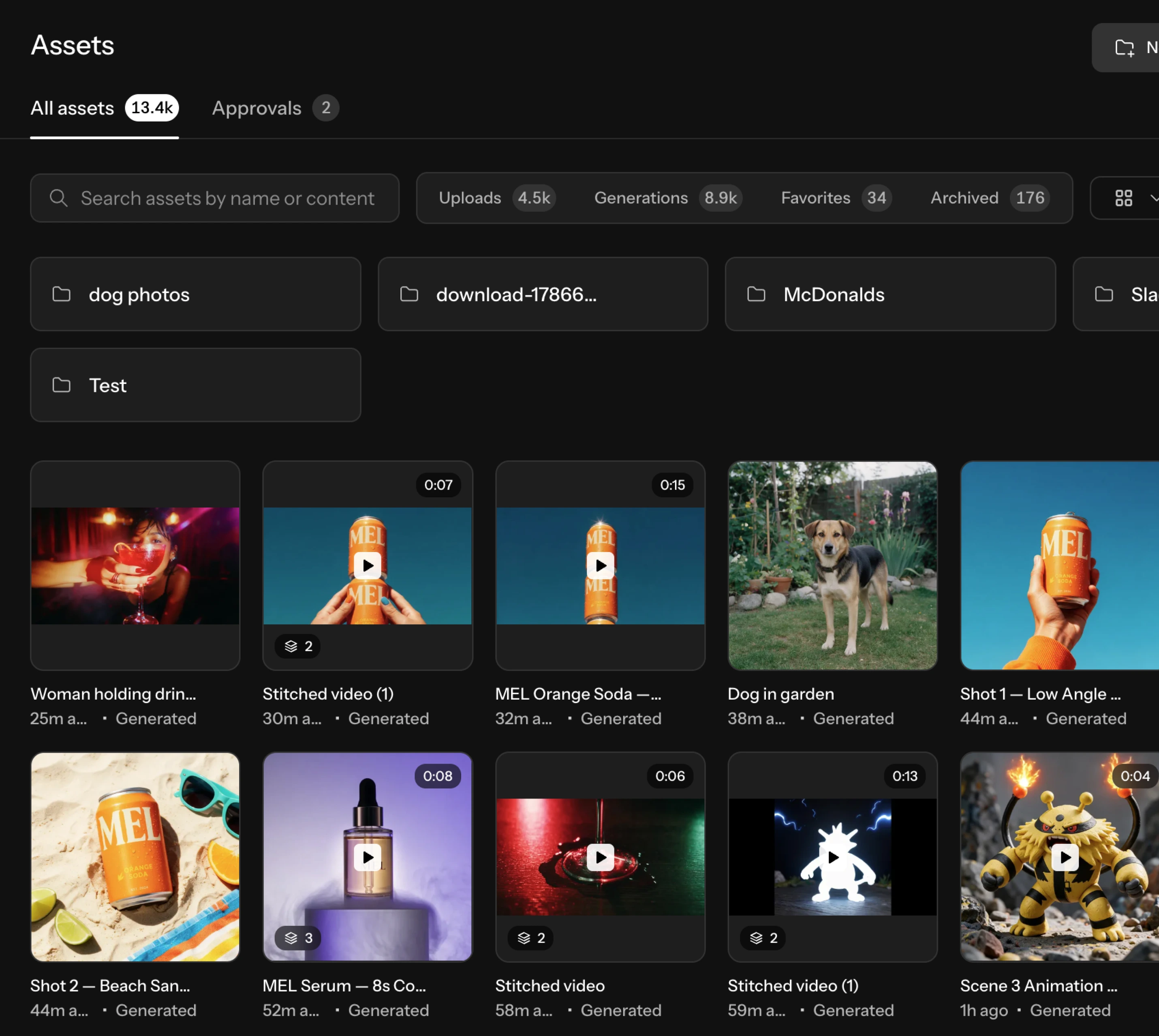 The Melius asset library with an asset's detail panel open beside it