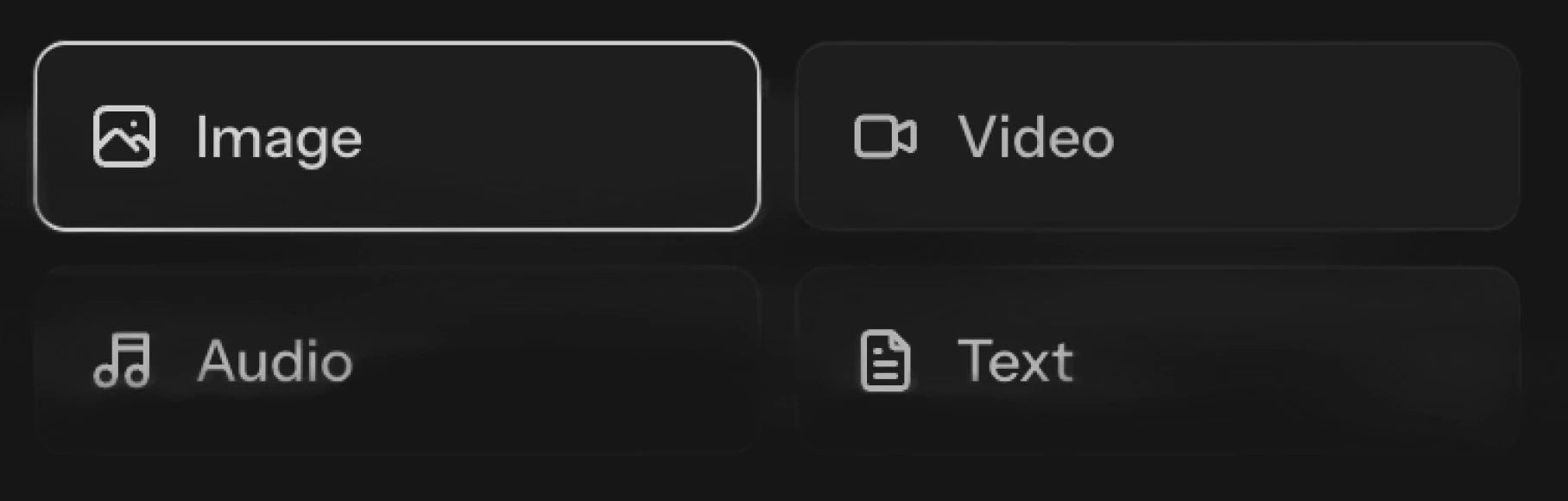 The playground output-type switcher set across image, video, audio, and text