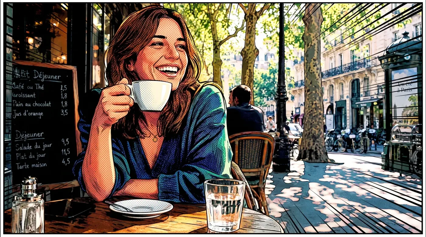 The same photograph restyled as comic art