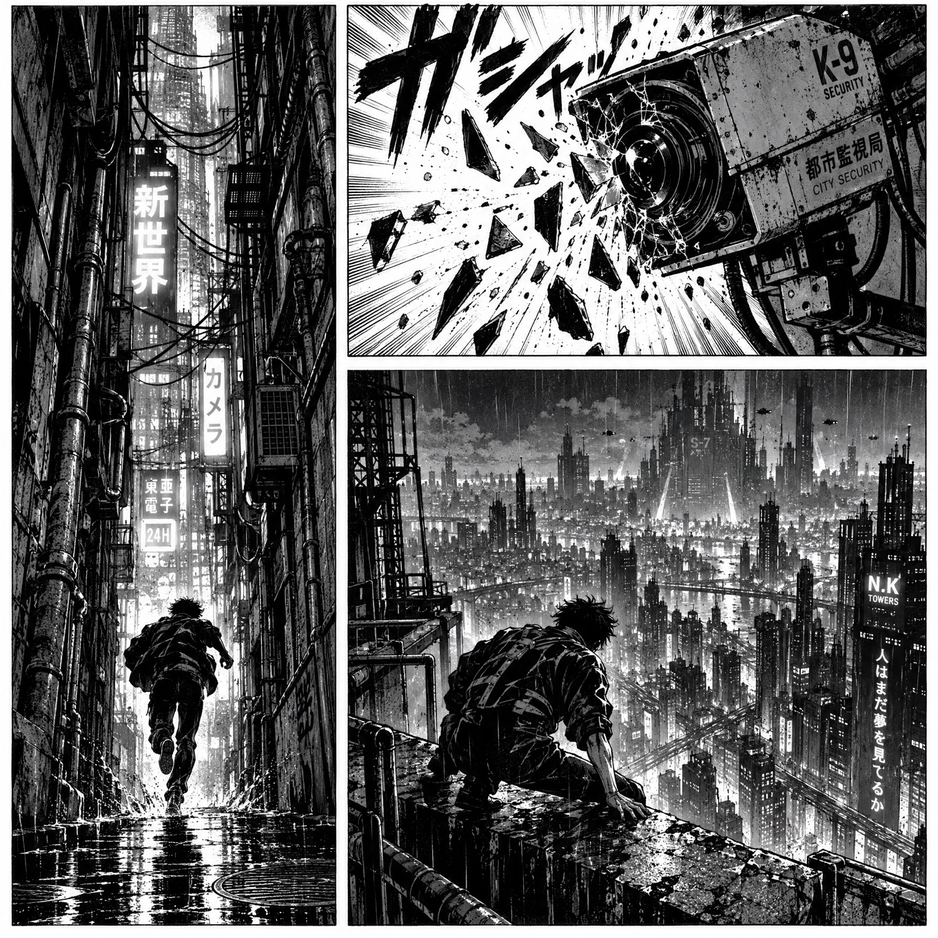 A comic panel of an alleyway breach