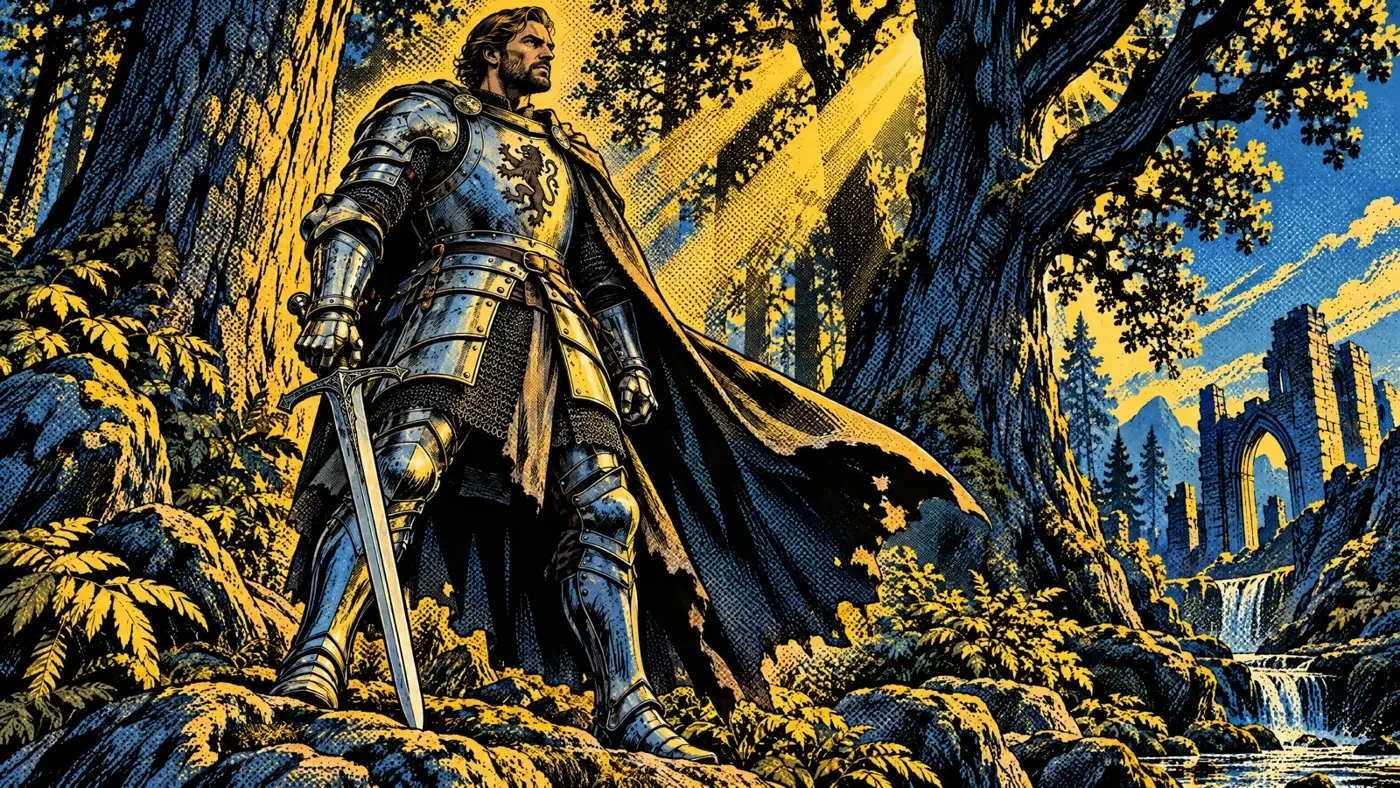The knight restyled as comic art
