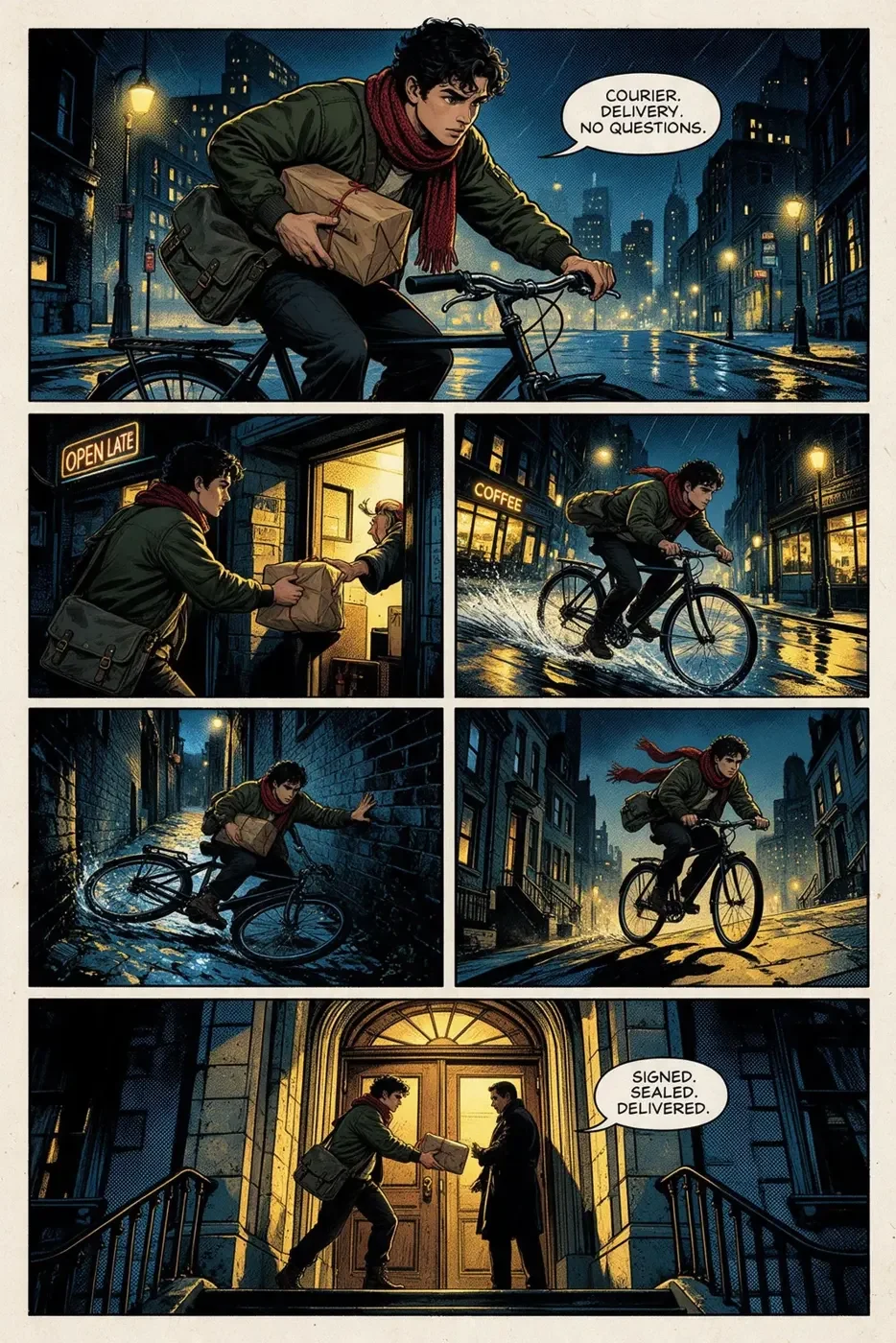 A full comic page titled The Delivery