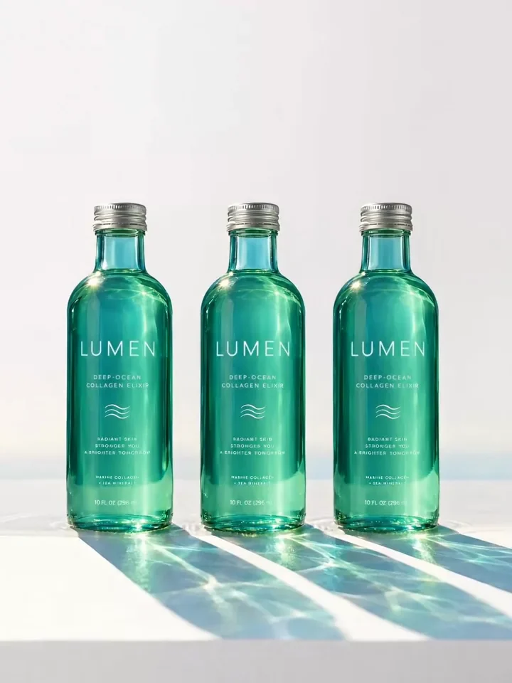Lumen collagen elixir bottles in a row